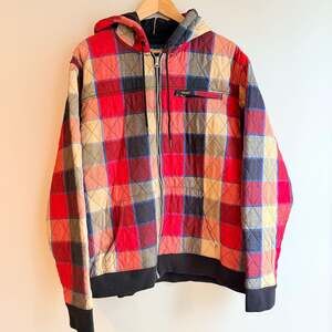 Wrangler XL Multicolor Quilted Plaid Full Zip Hooded Flannel Jacket